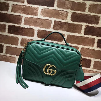 Gucci Marmont leather shoulder bag green 498100 Bagsaa