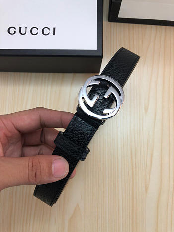 Gucci Belt Black Silver Hardware