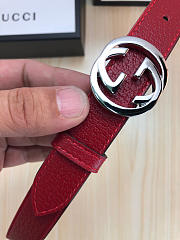 Gucci Belt Red Silver Hardware - 3