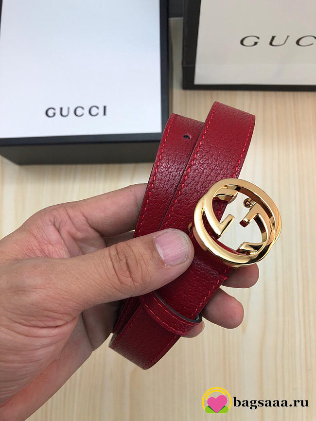 Gucci Belt Red Gold Hardware - 1