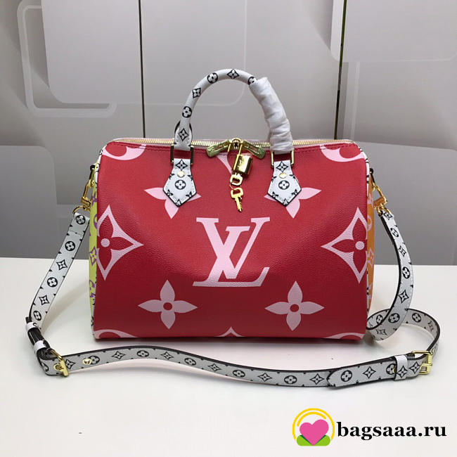Louis Vuitton Monogram Speedy Red Handbag 30cm 40391 - 1