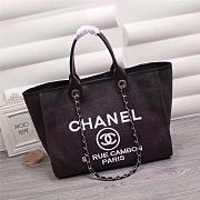 Chanel Canvas Large Deauville Tote Bag Black A66942 - 1
