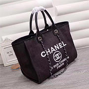 Chanel Canvas Large Deauville Tote Bag Black A66942 - 4