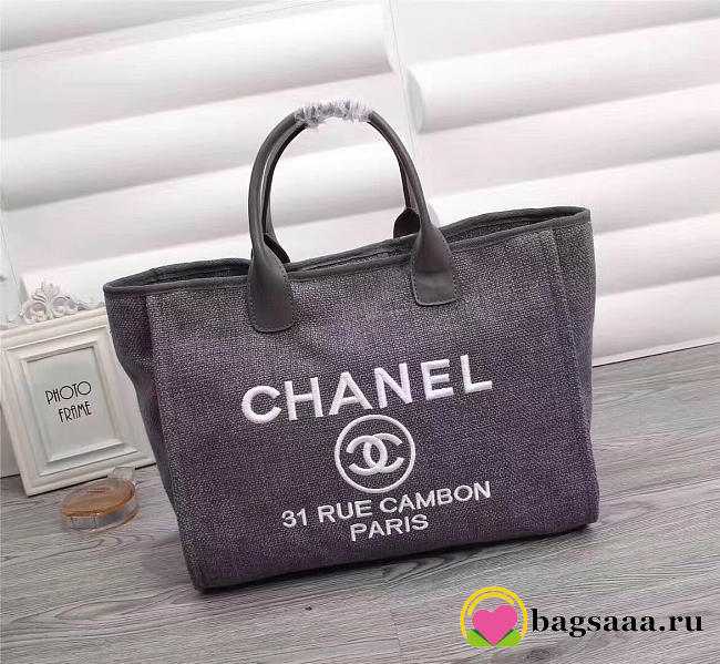 Chanel Canvas Large Deauville Tote Bag Gray A66942 - 1