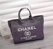 Chanel Canvas Large Deauville Tote Bag Gray A66942 - 1