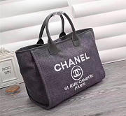 Chanel Canvas Large Deauville Tote Bag Gray A66942 - 4