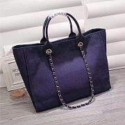 Chanel Canvas Large Deauville Tote Bag Blue A66942 - 3