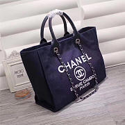 Chanel Canvas Large Deauville Tote Bag Blue A66942 - 4