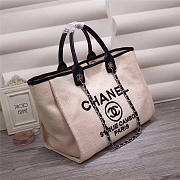 Chanel Canvas Large Deauville Tote Bag Beige A66942 - 5