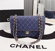 Chanel Flap Shoulder Bag Calfskin Leather Blue 8925 - 1
