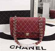 Chanel Flap Shoulder Bag Calfskin Leather Wine Red 8925 - 1