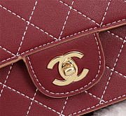 Chanel Flap Shoulder Bag Calfskin Leather Wine Red 8925 - 3