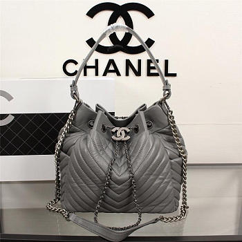 Chanel Calfskin Handbag Gray A91277