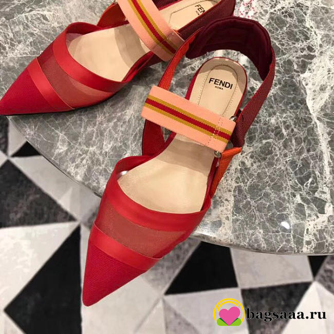 Fendi Slingbacks Red Flat-soled Shoes - 1
