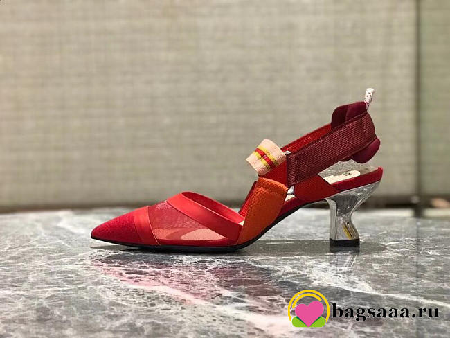 Fendi Slingbacks Red Mid Heel Shoes 5cm - 1