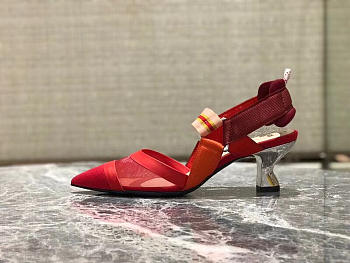 Fendi Slingbacks Red Mid Heel Shoes 5cm