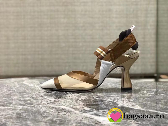 Fendi Slingbacks White High Heel Shoes 8cm - 1