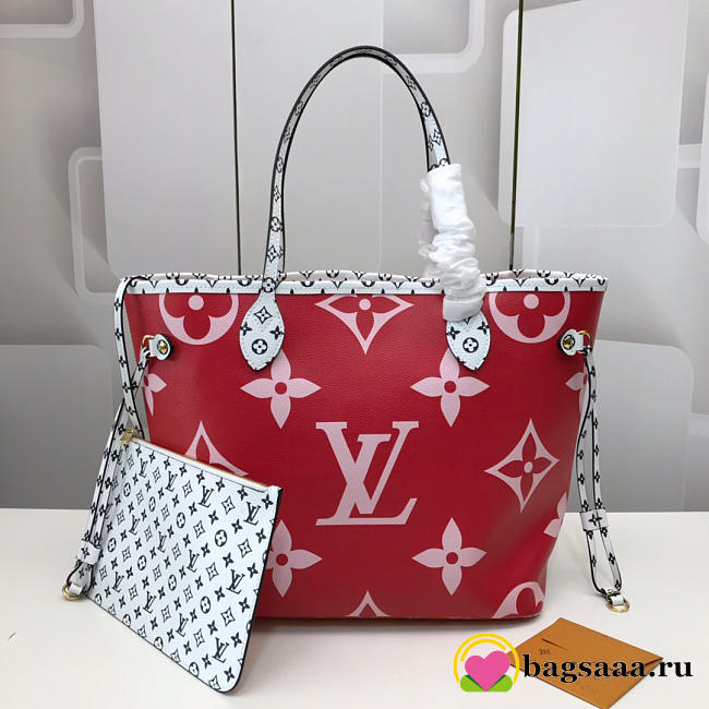 Louis Vuitton Monogram Neverfull MM Red Handbag M44568 Bagsaa - 1