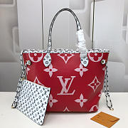 Louis Vuitton Monogram Neverfull MM Red Handbag M44568 Bagsaa - 1
