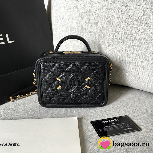 Chanel Small Makeup Caviar Vanity Bag Black - 1