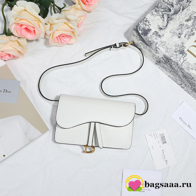 Dior Saddle Waistband Saddle white bag 17cm - 1