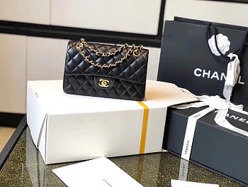 Chanel Double Flap Bag Lambskin Black with Gold Hardware 23cm Bagsaa