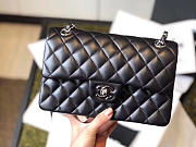 Bagsaaa Chanel Flap Bag Black Lambskin & Silver Hardware - 23cm - 6