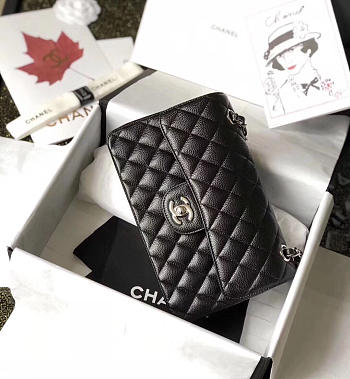 Chanel Double Flap Bag Caviar Black with Silver Hardware 23cm Bagsaa