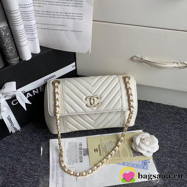 Chanel Original Lambskin Flap Bag with White Bagsaa - 1