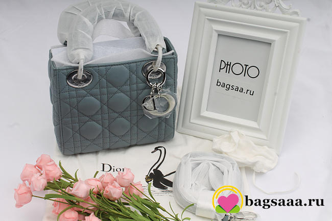 Dior Mini Lady Dior Leather Handbag with Sliver Hardware 17cm - 1