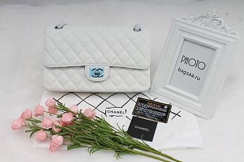 Chanel Flap Bag Caviar White with Silver Hardware 25cm