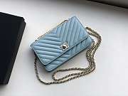 Chanel Lamb skin V-type chain Bag Blue bagsaa - 6