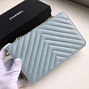 Chanel Lamb skin V-type chain Bag Blue bagsaa - 3