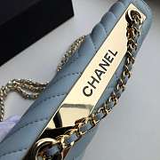 Chanel Lamb skin V-type chain Bag Blue bagsaa - 4