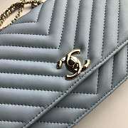 Chanel Lamb skin V-type chain Bag Blue bagsaa - 2