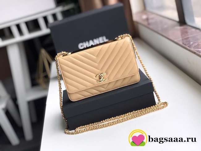 Chanel Lamb skin V-type chain Bag bagsaa - 1