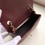 Chanel Flap Bag Lambskin Gold Hardware Wine Red 17cm Bagsaa - 4