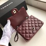 Chanel Flap Bag Lambskin Silver Hardware Wine Red 17cm Bagsaa - 3