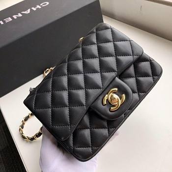 Chanel Flap Bag Lambskin Goldr Hardware Black 17cm Bagsaa