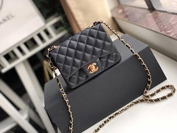 Chanel Flap Bag Caviar Goldr Hardware Black 17cm Bagsaa