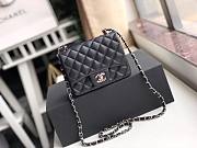 Chanel Flap Bag Caviar Silver Hardware Black 17cm Bagsaa - 1