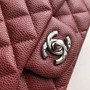 Chanel Flap Bag Caviar Silver Hardware Wine Red 17cm Bagsaa - 5