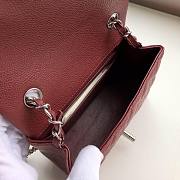 Chanel Flap Bag Caviar Silver Hardware Wine Red 17cm Bagsaa - 6