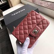 Chanel Flap Bag Caviar Silver Hardware Wine Red 17cm Bagsaa - 3