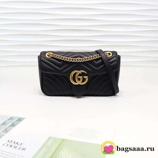 Gucci Marmont small matelassé shoulder bag 26cm Black 443497 Bagsaa - 1