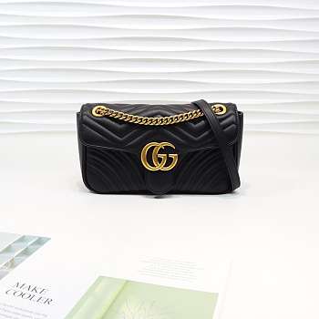 Gucci Marmont small matelassé shoulder bag 26cm Black 443497 Bagsaa