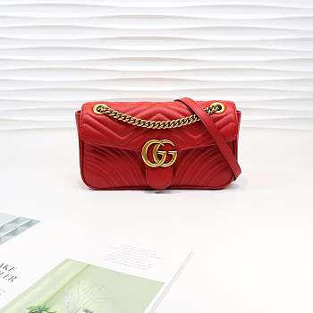 Gucci Marmont small matelassé shoulder bag 26cm Red 443497 Bagsaa