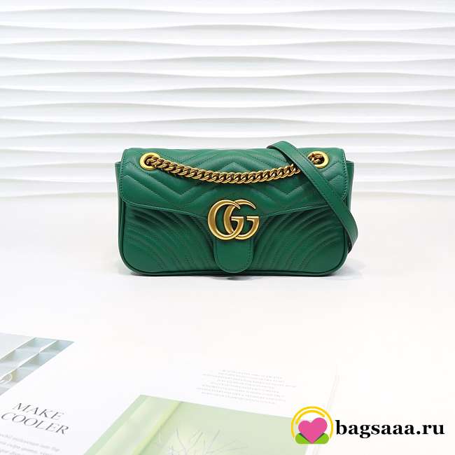 Gucci Marmont small matelassé shoulder bag Green 26cm 443497 Bagsaa - 1