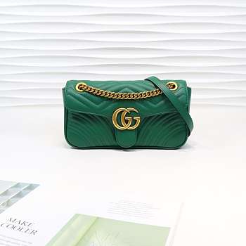 Gucci Marmont small matelassé shoulder bag Green 26cm 443497 Bagsaa