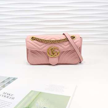 Gucci Marmont Small Matelassé Shoulder Bag Pink 26cm 443497
